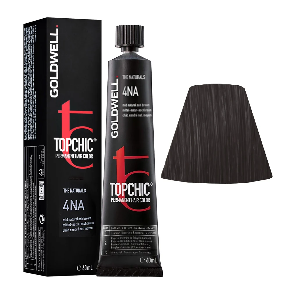 Goldwell Topchic Tube 4NA Medium Natural Ash Brown 60ml - colore permanente in tubo