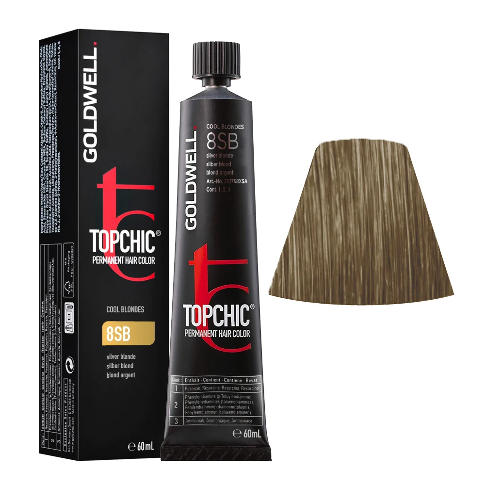 Goldwell Topchic Tube 8SB Silver Blonde  60ml  - colore permanente in tubo