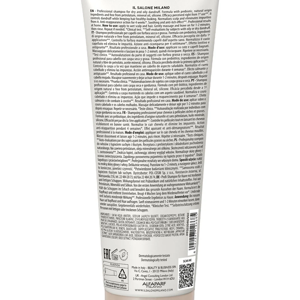Alfaparf Milano Il Salone Scalp System Anti Dandruff Shampoo 250ml - shampoo antiforfora - Image 2