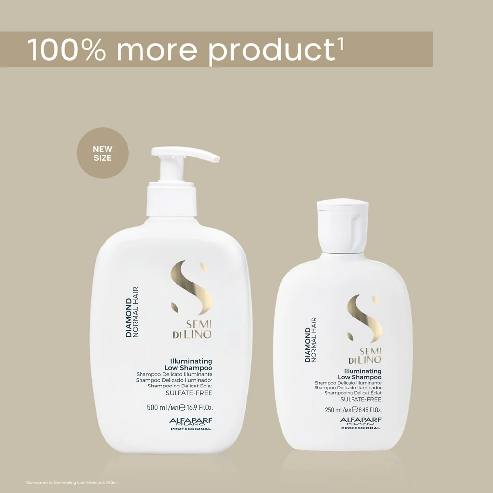 Alfaparf Milano Semi Di Lino Diamond Illuminating Low Shampoo 500ml - shampoo delicato illuminante per capelli normali - Image 3