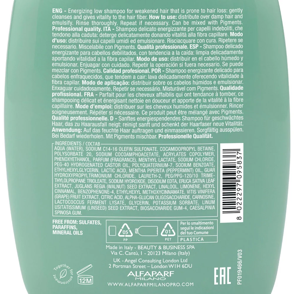 Alfaparf Milano Semi Di Lino Scalp Renew Energizing Low Shampoo 250ml - shampoo delicato energizzante - Image 6