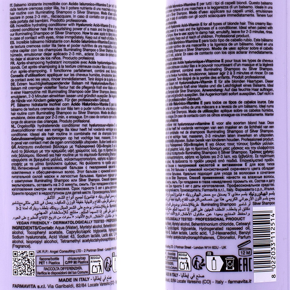 Farmavita Amethyste Blonde Hyaluronic Conditioner 250ml - balsamo capelli biondi - Image 3