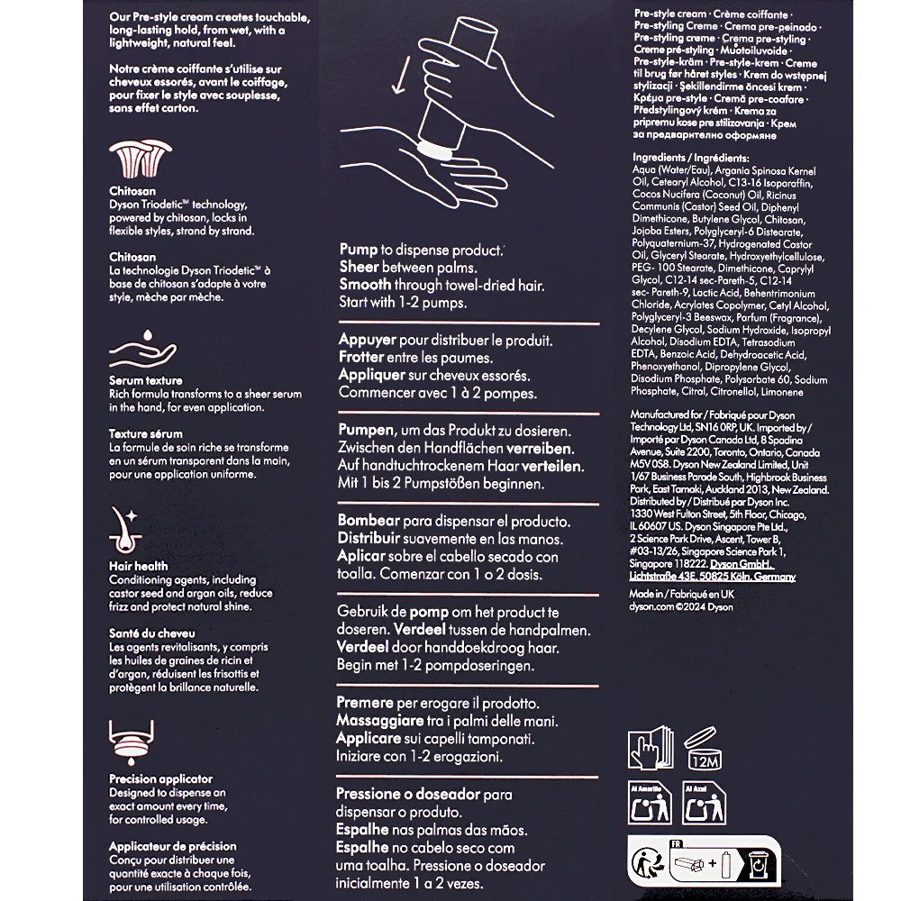 Dyson Chitosan Pre-Styling Hair Cream Curly to Coily Rich Conditioning 100ml - crema nutriente capelli ricci - Image 2