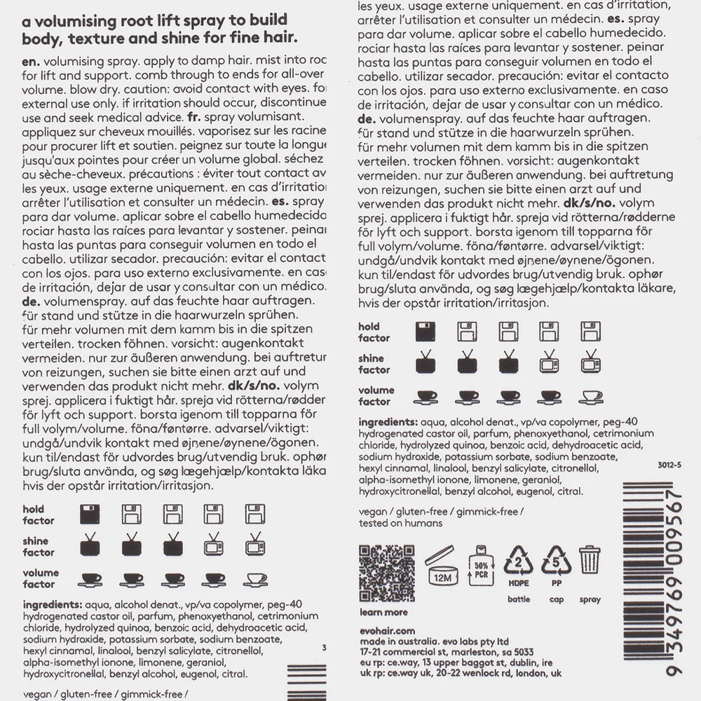 Evo Volume Root Canal Volumising Spray 200ml - spray volumizzante - Image 2