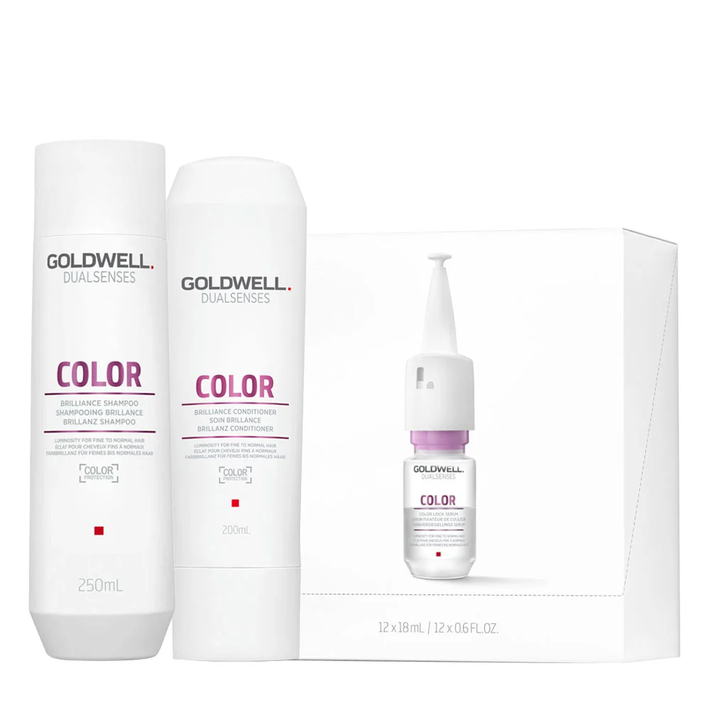 Goldwell Dualsenses Color Brilliance Shampoo 250ml Conditioner 200ml Serum 12x18ml