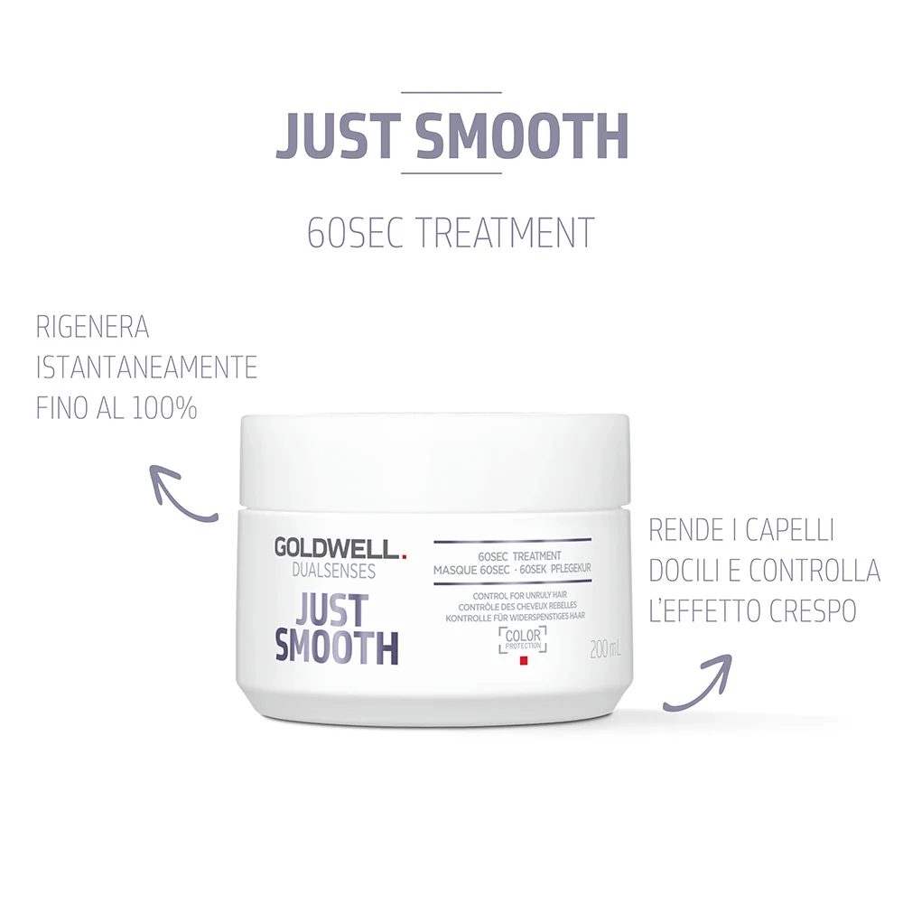 Goldwell Dualsenses Just Smooth 60Sec Treatment 200ml - trattamento per capelli indisciplinati e crespi - Image 2