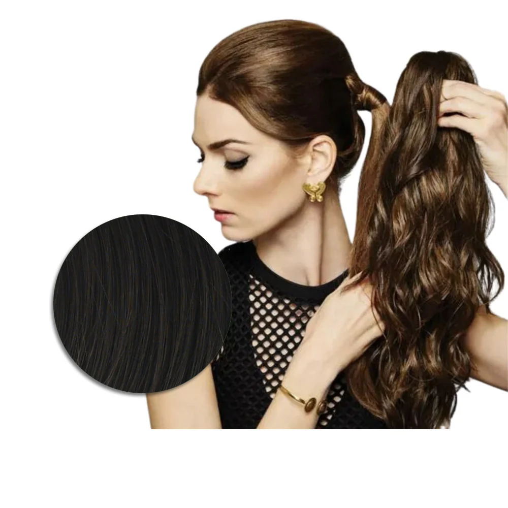 Hairdo Coda con Onde con Mollettone R4 Castano Scuro 46cm - coda onde - Image 2