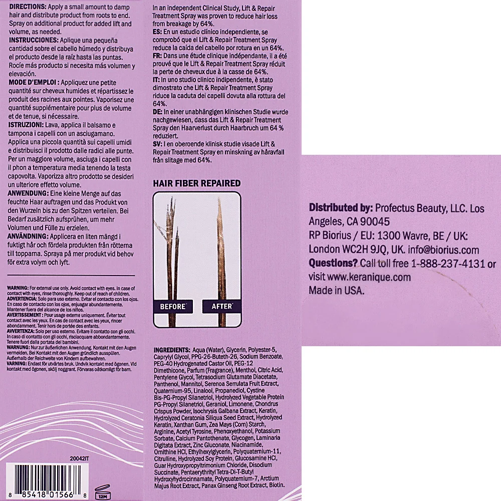 Keranique Lift & Repair Hair Treatment Hair Spray 100ml - spray volumizzante - Image 2