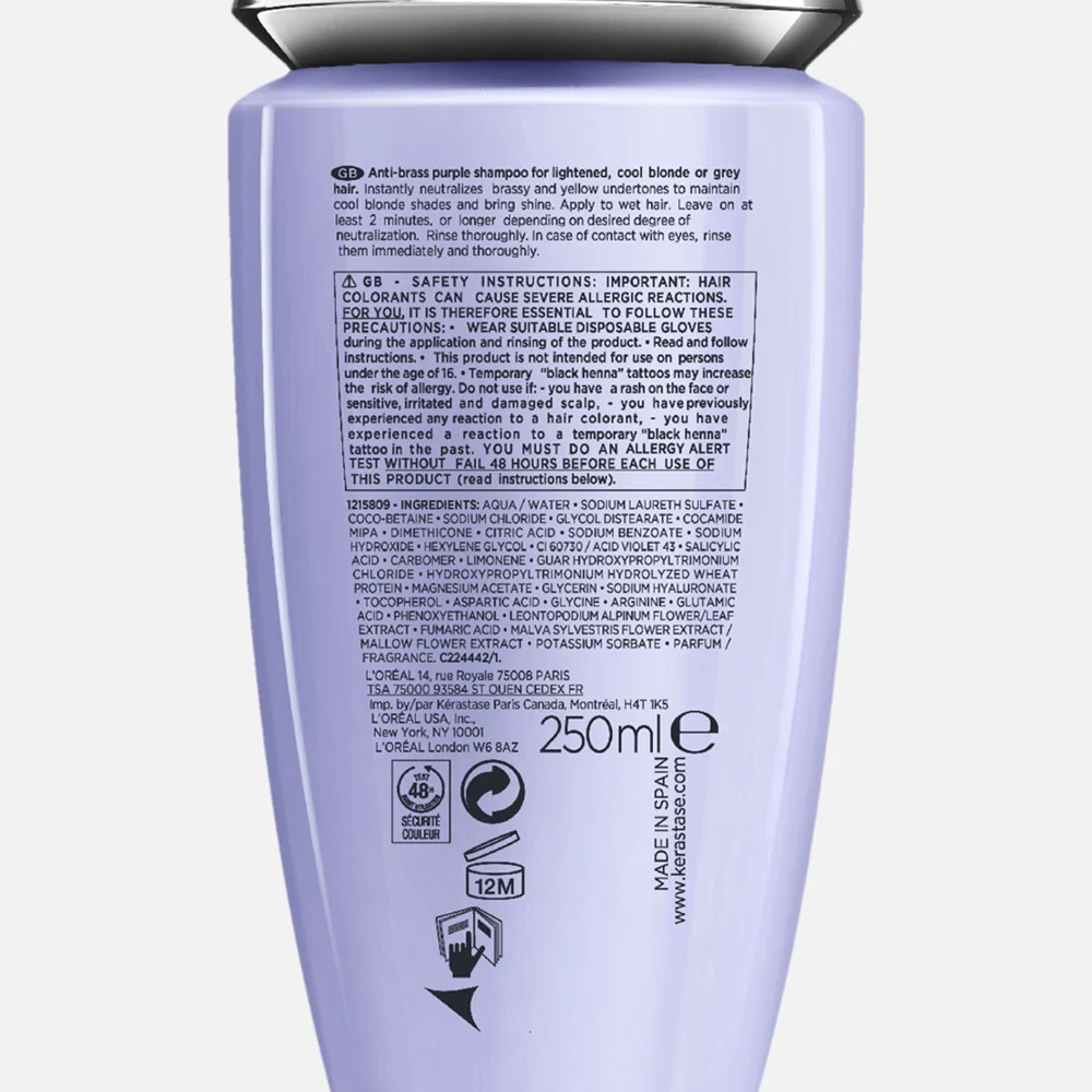 Kerastase Blond Absolu Bain Ultra Violet 250ml -  shampoo antigiallo per capelli biondi, grigi, bianchi e platino - Image 4