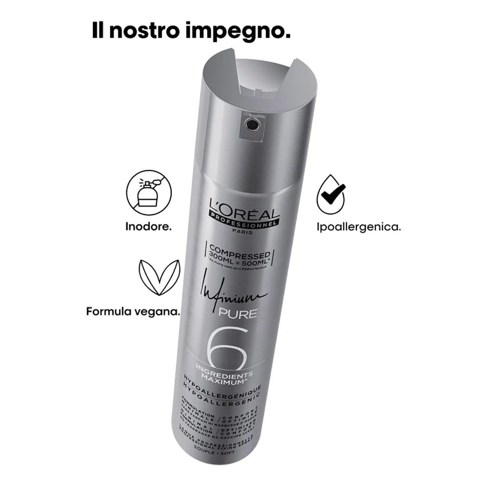 L'Oreal Hairspray Infinium Pure Soft 300ml - lacca tenuta leggera - Image 4