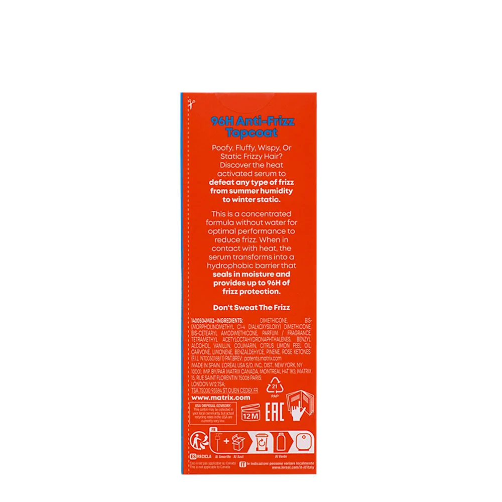 Matrix Haircare Mega Sleek 96h Anti-Frizz Topcoat 50ml - siero termoprotettore anti crespo - Image 11