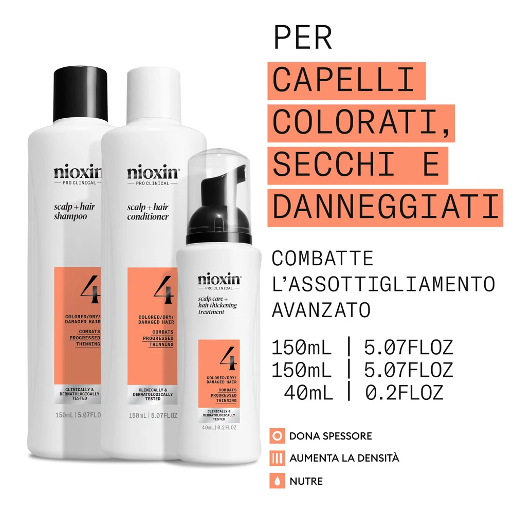 Nioxin Sistema 4 Scalp + Hair Kit Trifasico 150ml  -  kit anti assottigliamento  avanzato - Image 2