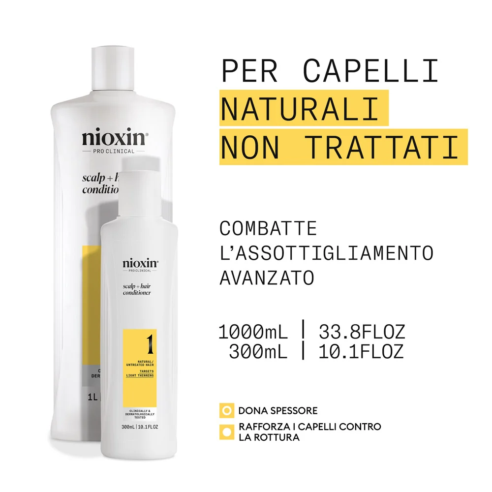 Nioxin Sistema 1 Scalp Hair Conditioner 1000ml - balsamo anti assottigliamento lieve - Image 2
