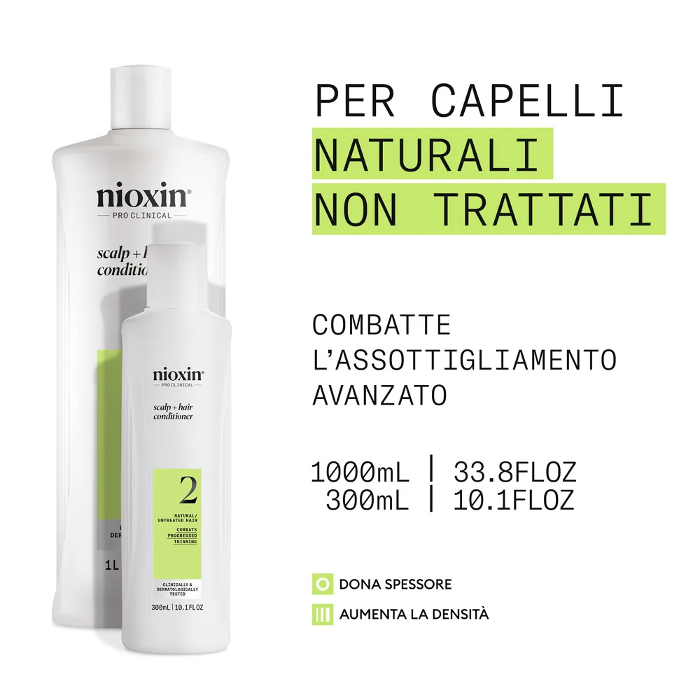 Nioxin Sistema 2 Scalp + Hair Conditioner 300ml - balsamo anti assottigliamento avanzato - Image 2