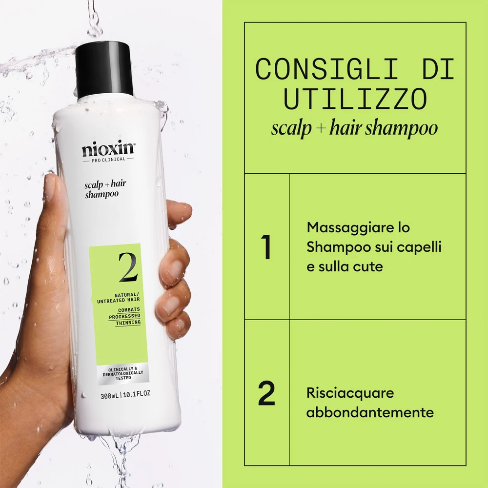 Nioxin Sistema 2 Scalp + Hair Shampoo 300ml - shampoo anti assottigliamento avanzato - Image 5