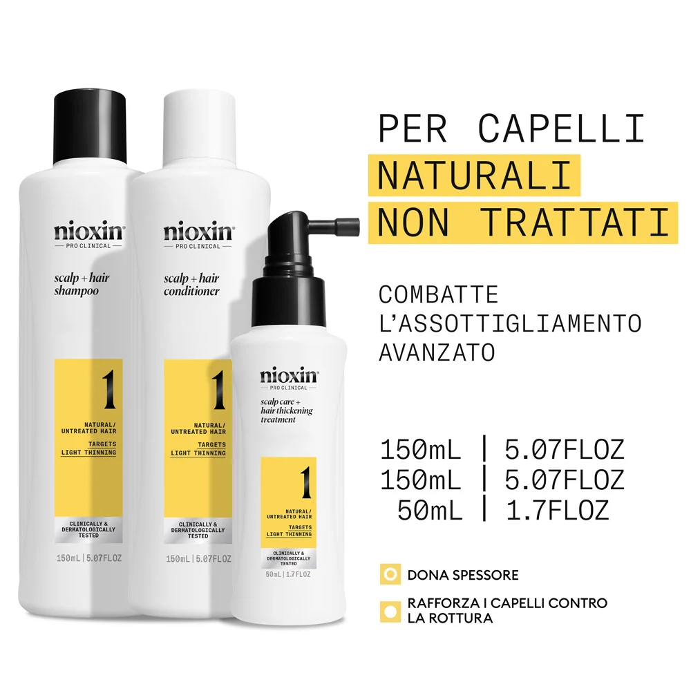 Nioxin Sistema 1 Kit Trifasico 150ml - kit anti assottigliamento lieve - Image 2