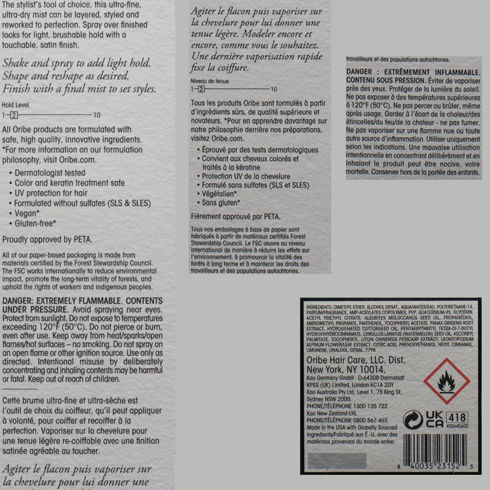 Oribe Free Styler Working Hairspray 300ml - lacca leggera - Image 4