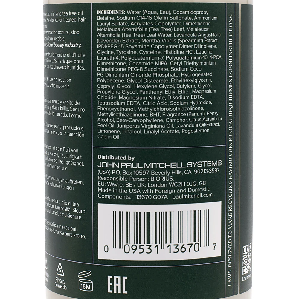 Paul Mitchell Tea Tree Lavender Mint Moisturizing Shampoo 300ml - shampoo idratante lenitivo - Image 3