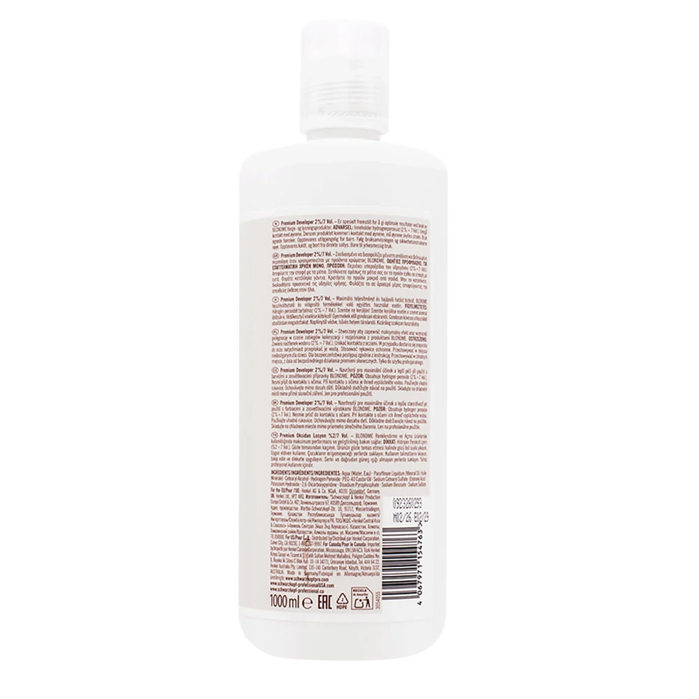 Schwarzkopf Professional Blond Me Premium Developer 2% 7Vol 1000ml - ossigeno attivatore - Image 2