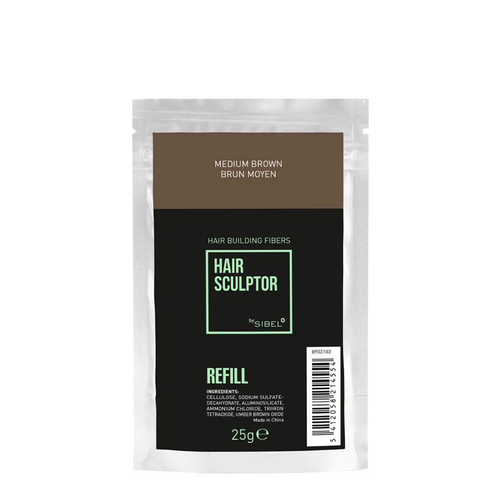 Sibel Hair Sculptor Hair Building Fibers Medium Brown Refill 25gr - ricarica fibre infoltenti