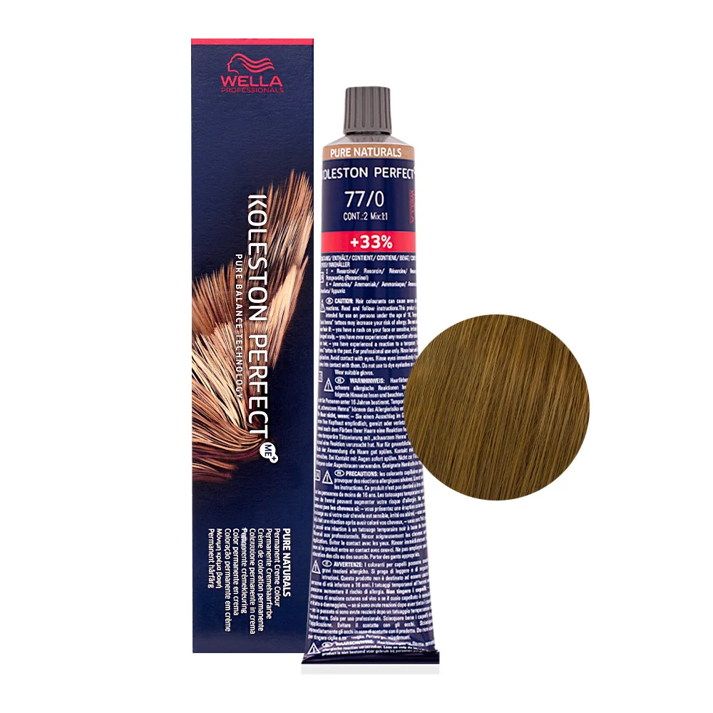 Wella Koleston Perfect ME+ Pure Naturals 77/0 Biondo Medio Intenso 80ml- colorazione permanente